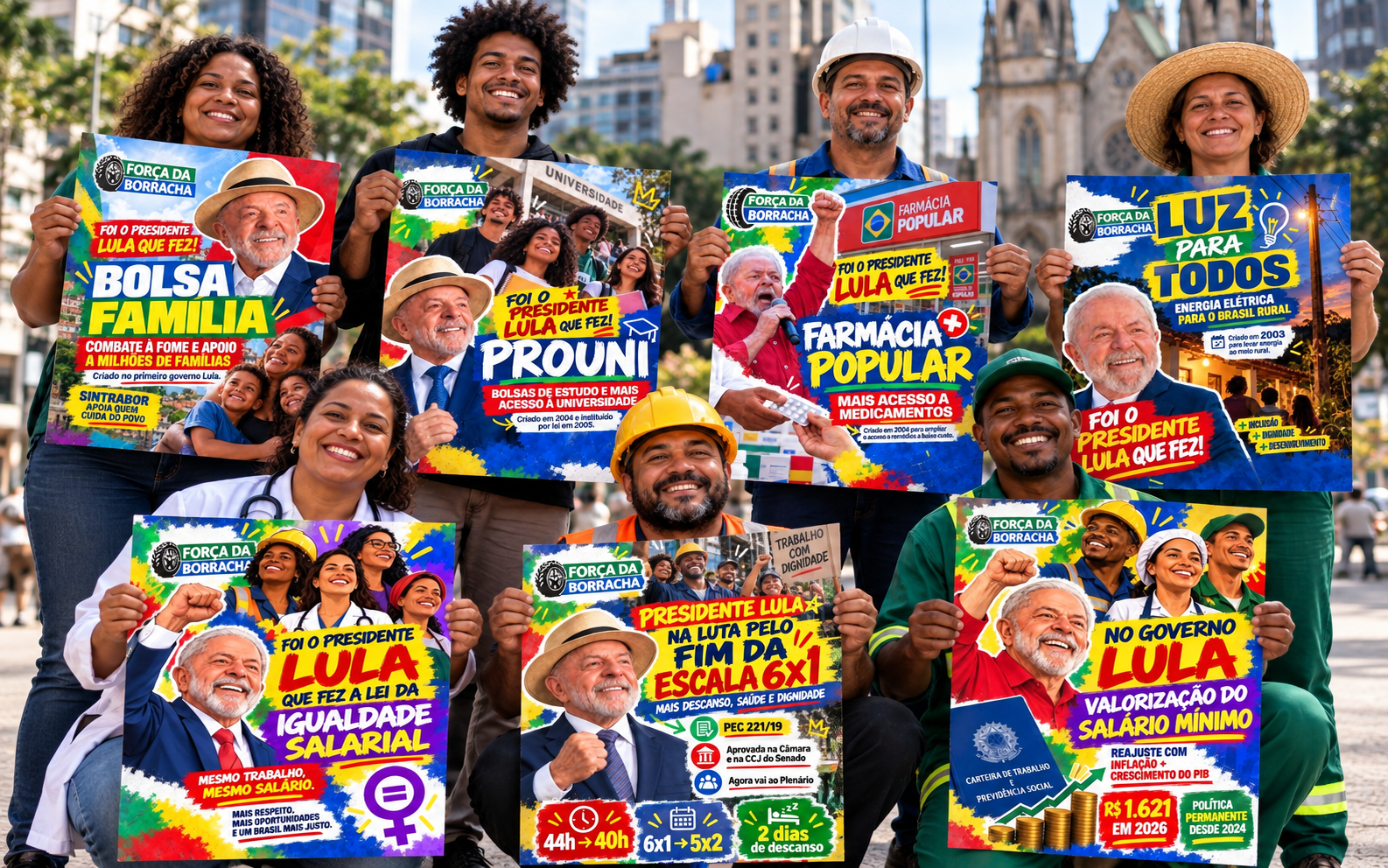 Campanha do Sintrabor em apoio a Lula destaca políticas públicas vitais para a vida dos trabalhadores.