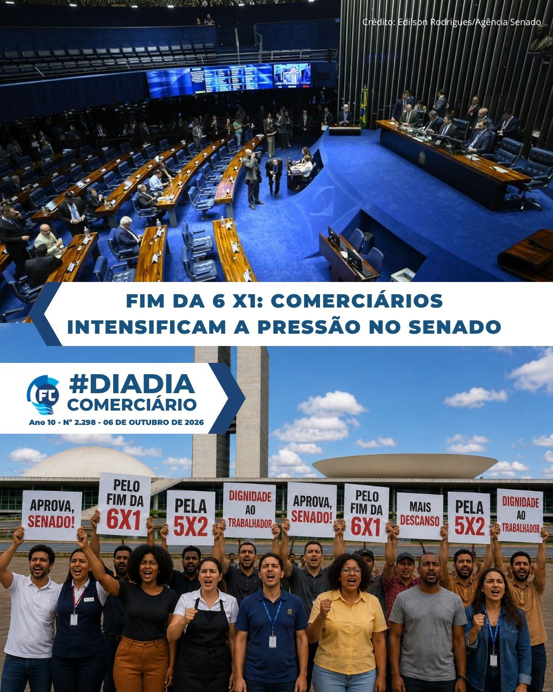 Fim da escala 6x1: proposta PEC 221/19 será discutida no Senado Federal nos próximos dias.