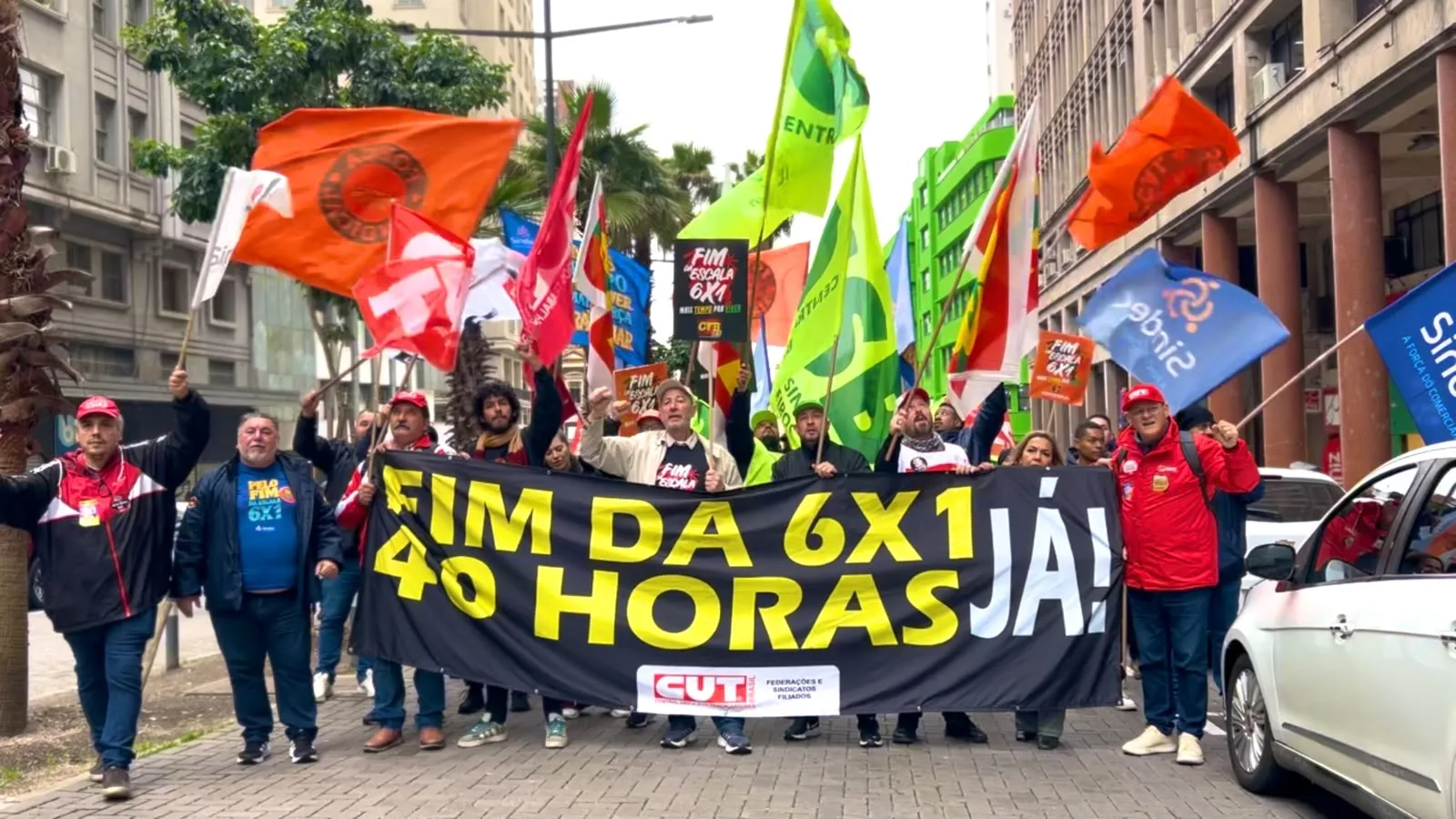 Manifestação pelo fim da escala 6x1 em Porto Alegre, agosto de 2026.